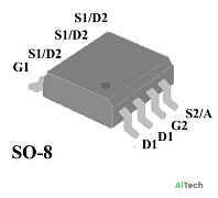 Микросхема AP6901GSM-HF Dual N-Channel MOSFET 30V/7.1A 30V/9.2A SO-8