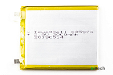 Аккумулятор универсальный 335974 3.7V 2000mAh Li-Pol 3,1*59*71 mm
